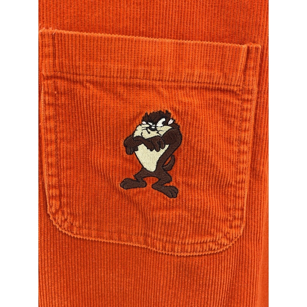 VTG Warner Bros Studio 90's Taz Orange Corduroy Long Sleeve Shirt Men's Size XXL - Picture 2 of 8